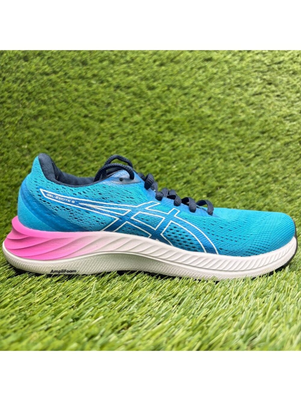 Asics Gel-Excite 8 Womens Size 6 Blue Pink White Athletic Running Shoes Sneakers